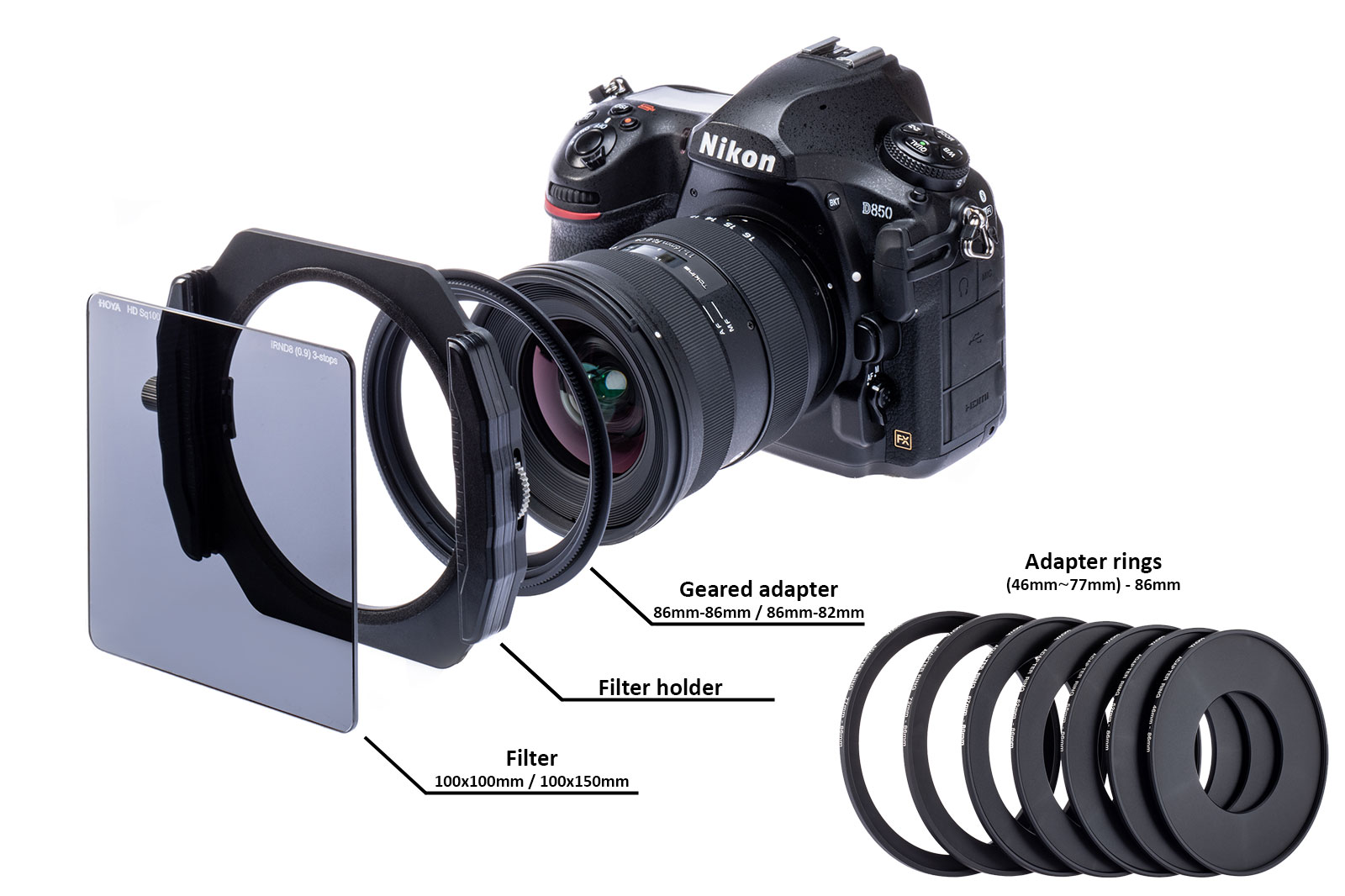 Hoya Sq100 Holder Kit With Polarizer Geared Adapters