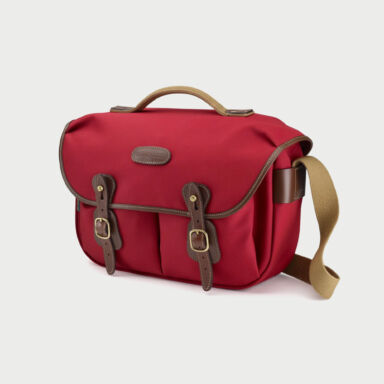 Billingham Hadley Pro Camera Bag Red Canvas Brown Leathe