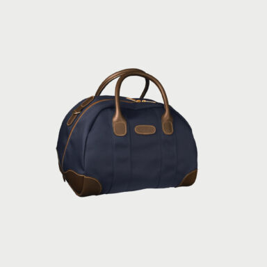 Billingham Overnighter Bag Blue Canvas Brown Leather