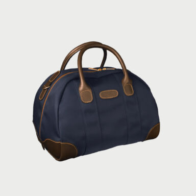 Billingham Overnighter Bag Blue Canvas Brown Leather
