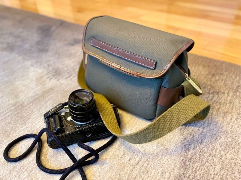 Billingham S2 Camera Bag Green Fibrenyte Brown Leather
