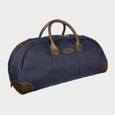 Billingham Weekender Bag Blue Canvas Brown Leather