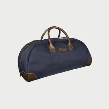 Billingham Weekender Bag Blue Canvas Brown Leather