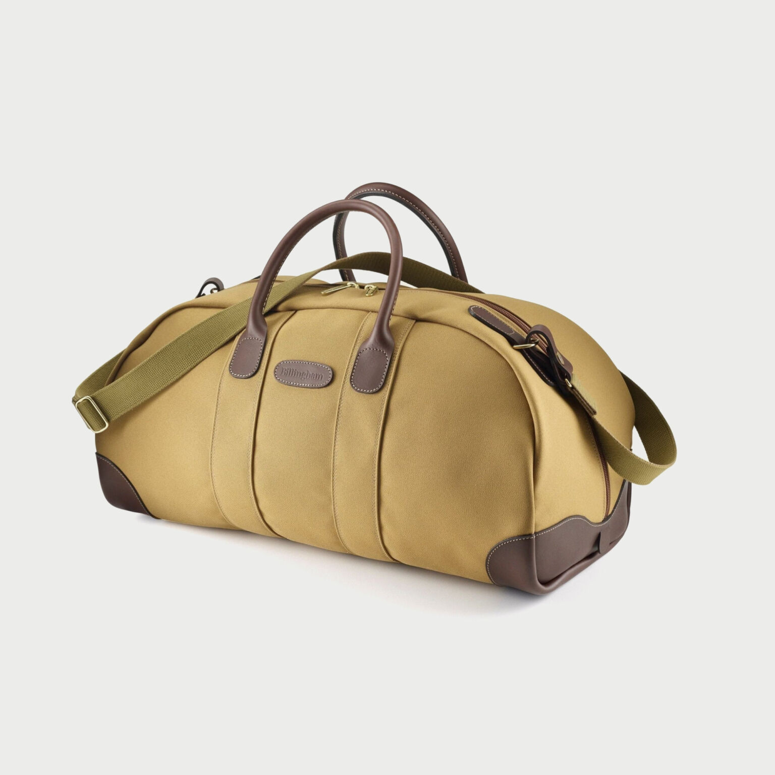 Billingham Weekender Bag Khaki Fibrenyte Brown Leather