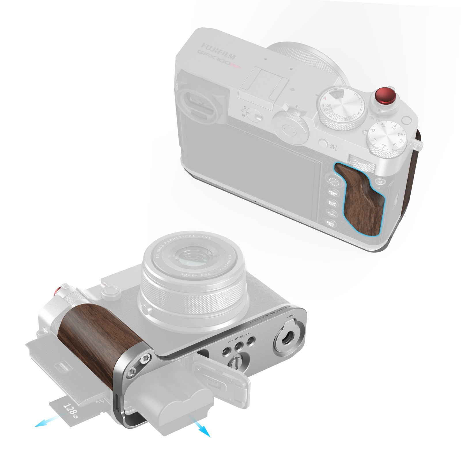 5265 L-Shape Mount Plate Wooden Handle for GFX100RF • 50.8 Shop